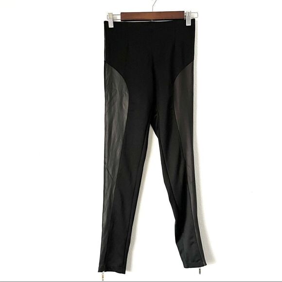 Piju Faux Leather Panel Leggings Black Size XS - Picture 1 of 5